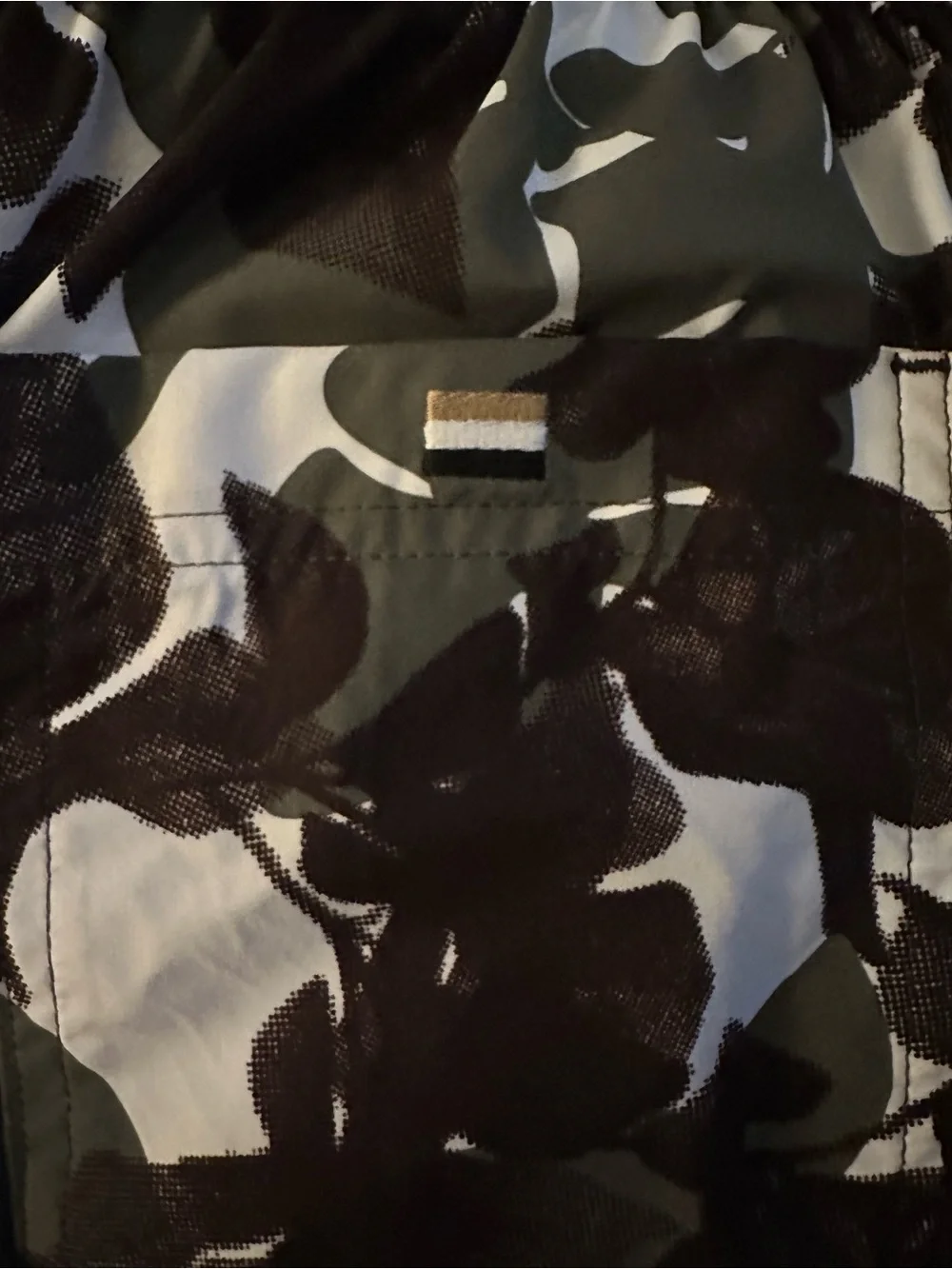 Hugo Boss Camo Print Swim Trunks - Olive & Brown